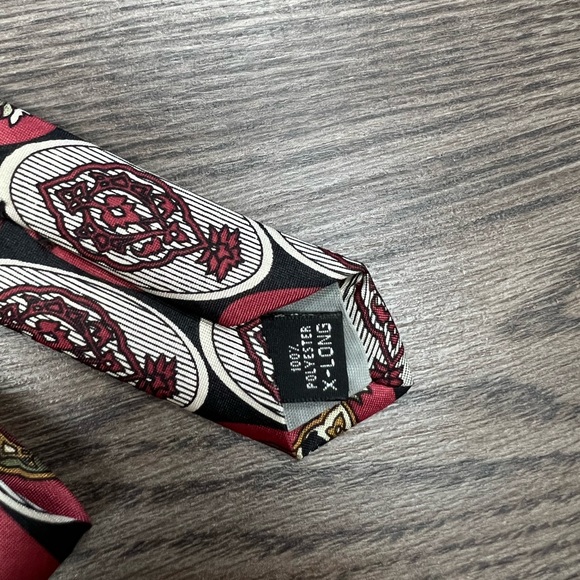 Adolfo XL Red, Black, White & Gold Oval Pattern Tie - Picture 3 of 5